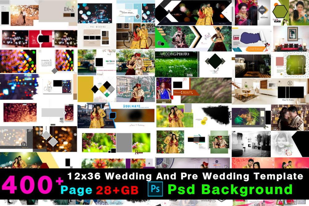 Pack7=Letest Wedding Album Design 12×36 2021 28Gb(400+ Page) & Png (230+ Mask & Corner)