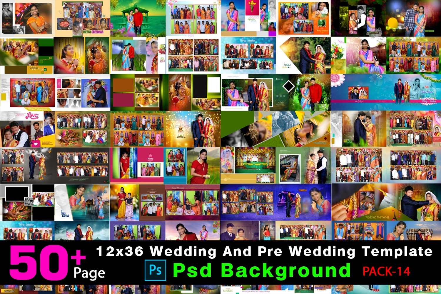 Pack=14 #Wedding Album Template Psd 12×36 psd Background 2024